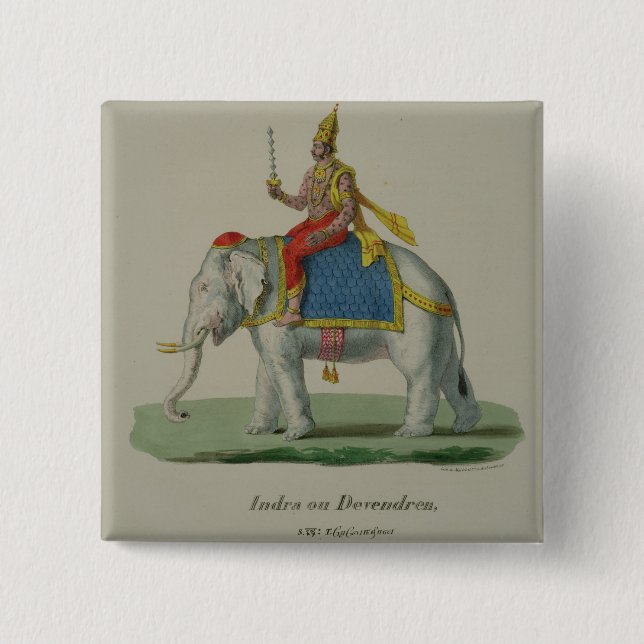 Indra, engraved by Marlet et Cie (colour litho) 15 Cm Square Badge (Front)