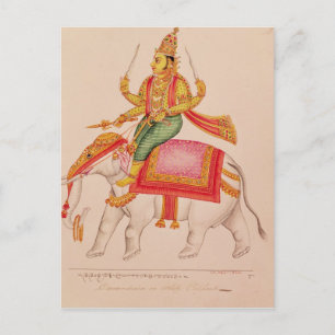 Indra, God of Storms, riding on an elephant Postcard