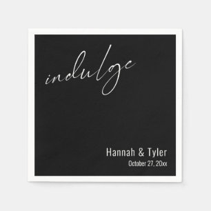 Indulge Dessert Elegant Black Wedding Cocktail Napkin
