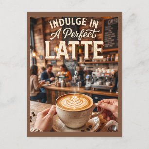 Indulge In A Perfect Latte Coffee Postcard