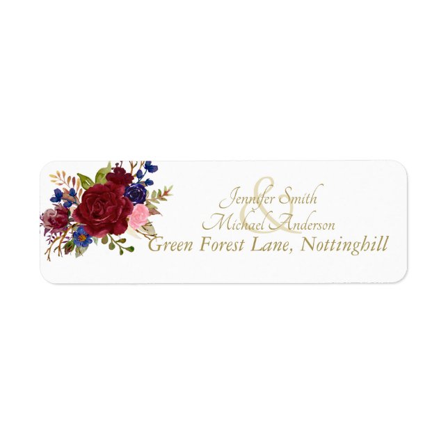 Indulgent Burgundy Royal Blue Pink Roses Wedding (Front)