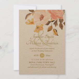 Indulgent Coral Gold Floral Bouquet Wedding Flower