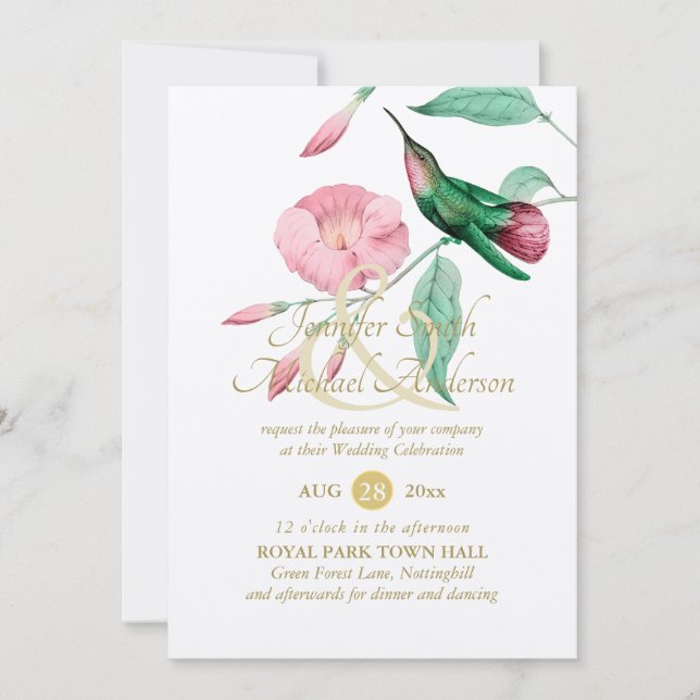 Indulgent Mint Pink Hummingbird Floral Vine Flower (Front)