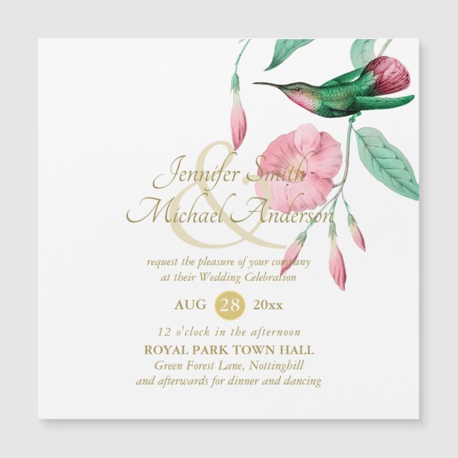 Indulgent Mint Pink Hummingbird Floral Vine Flower (Front)