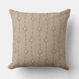 Indulgent Ophelia Floral Bead Chain Stripes Beige Cushion