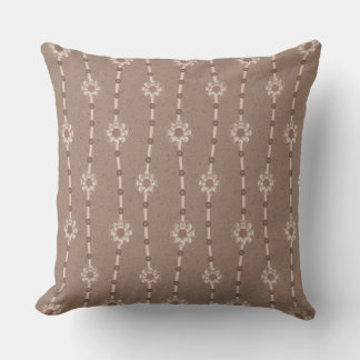 Indulgent Ophelia Floral Beads Chain Stripes Brown Cushion