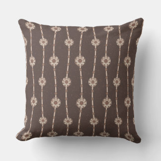 Indulgent Ophelia Floral Beads Chain Stripes Brown Cushion
