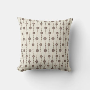 Indulgent Ophelia Floral Beads Chain Stripes Cream Cushion