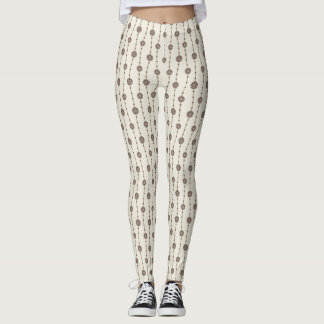 Indulgent Ophelia Floral Beads Chain Stripes Cream Leggings