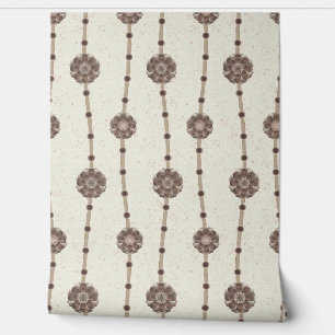 Indulgent Ophelia Floral Beads Chain Stripes Cream Wallpaper