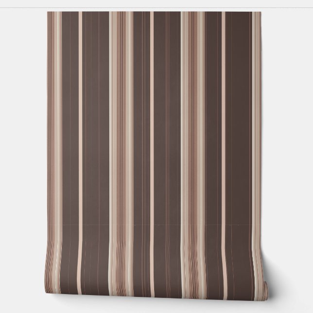 Indulgent Ophelia Warm Stripes Brown Wallpaper (Unrolling)