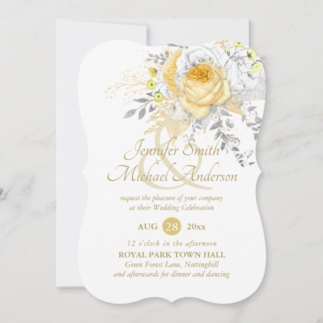 Indulgent White Gold Roses Silver Wedding Fancy (Front)