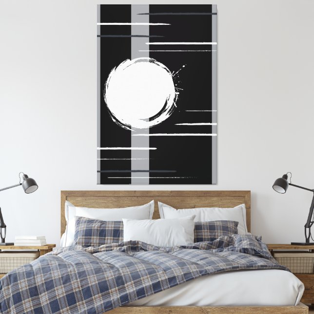 Industrial abstract art black white grey canvas print (Insitu(Bedroom))