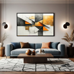 Industrial Abstract Geometric Orange Gold Grey Canvas Print