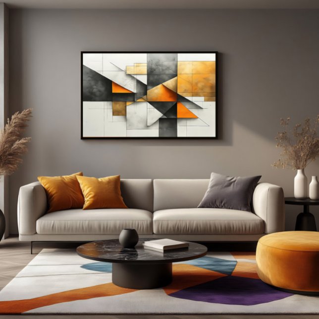 Industrial Abstract Geometric Orange Gold Grey Poster (Creator Uploaded)