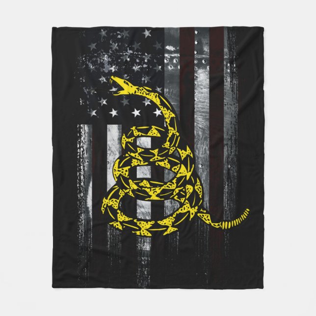 Industrial American Flag and Snake Clock Fleece Blanket (Front)