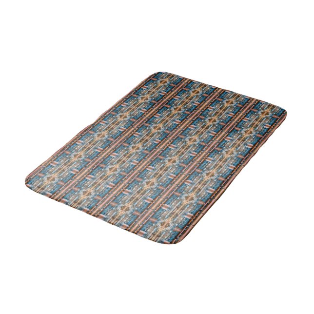 Industrial architecture blue rust medium pattern bath mat (Angled)