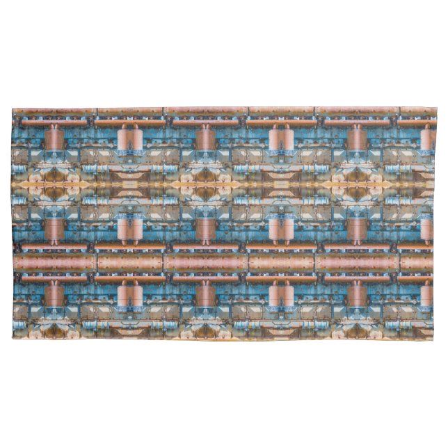 Industrial architecture blue rust medium pattern pillowcase (Front)