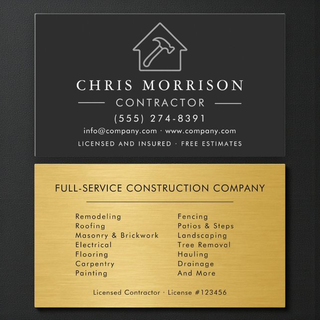 Industrial Black Silver Gold Construction  Business Card (Creator Uploaded)
