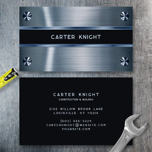 Industrial Blue Metal Riveted Business Card