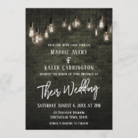 Industrial Brick Edison Lights Typography Wedding