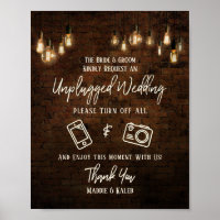 Industrial Brick Edison Lights Unplugged Wedding