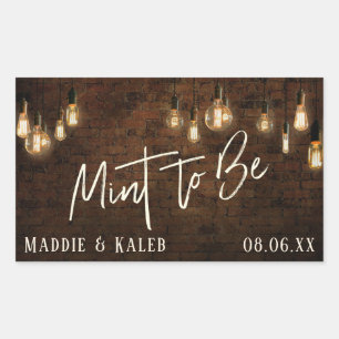 Industrial Bricks Vintage Edison Lights Mint to Be Rectangular Sticker