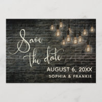 Industrial Bricks, Vintage Lights, Save the Date