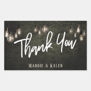 Industrial Bricks w/ Edison Lights Thank You Rectangular Sticker