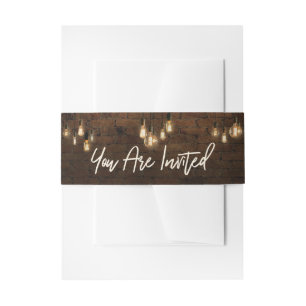 Industrial Bricks w/ Edison Lights You Are Invited Invitation Belly Band