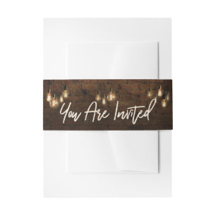 Industrial Bricks w/ Edison Lights You Are Invited Invitation Belly Band