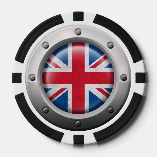 Industrial British Flag with Steel Graphic Poker Chips (Front)