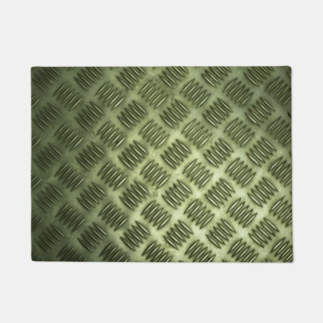 Industrial Chequered Metal Steel Flooring Texture Doormat (Front)