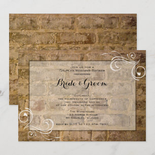 Industrial Chic Brick Swirl Couples Wedding Shower Invitation