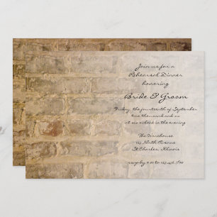 Industrial Chic Bricks Fade Rehearsal Dinner Invitation