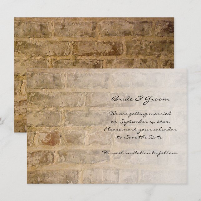 Industrial Chic Bricks Fade Wedding Save the Date Invitation (Front/Back)