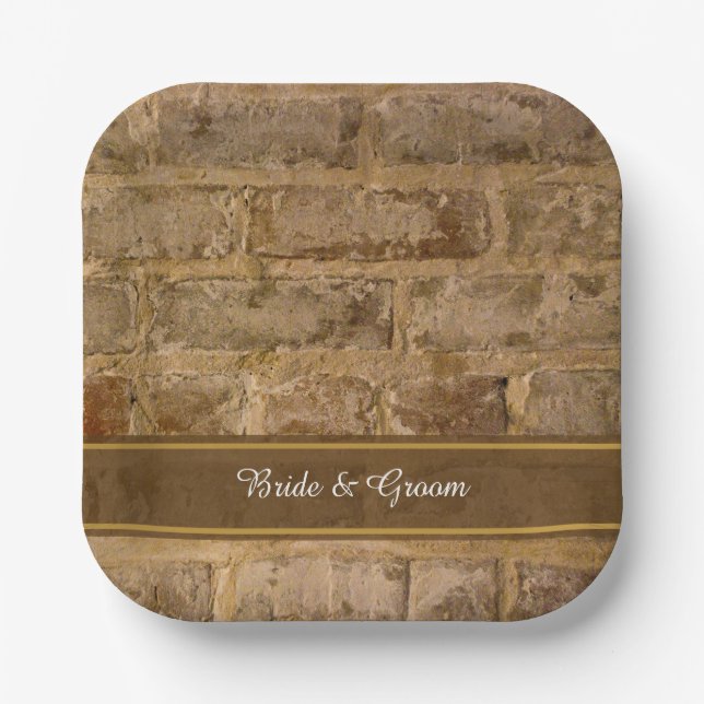 Industrial Chic Bricks Wedding Paper Plate (Front)