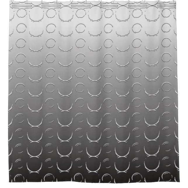 Industrial Chic Circles Digital Emboss Silver Shower Curtain (Front)