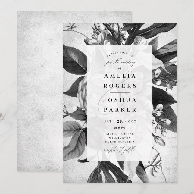 Industrial Chic Elegant Floral Wedding Invitation (Front/Back)