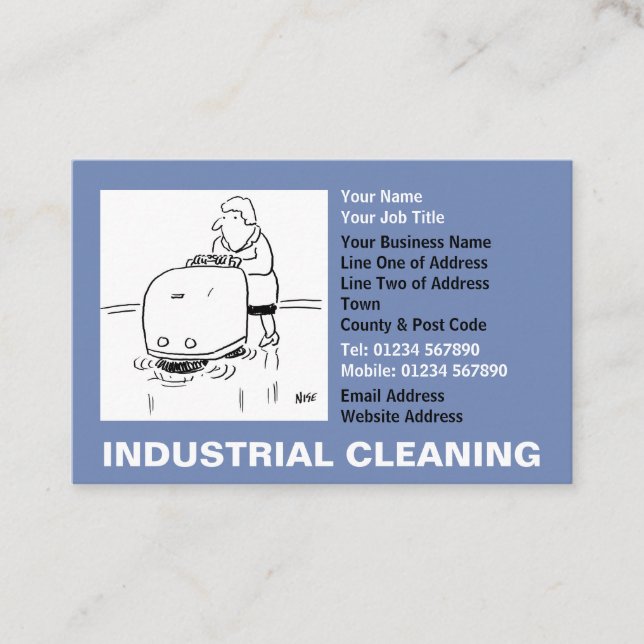 Industrial Cleaning Cartoon Business Card (Front)