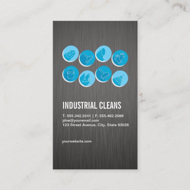 Industrial Cleaning Icons | Commercial Business Card (Front)
