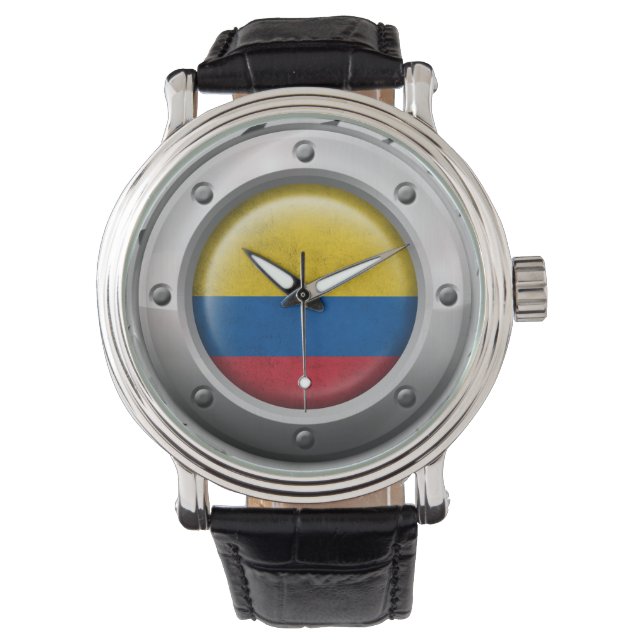 Industrial Colombian Flag with Steel Graphic Watch (Front)