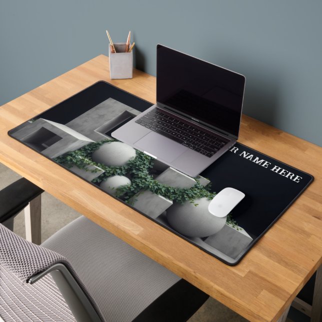 Industrial Concrete Brutalist Botany Desk Mat (Office 2)