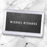 Industrial concrete grunge dark grey masculine business card holder<br><div class="desc">A masculine business card holder with your name in white on a printed dark grey concrete background.</div>