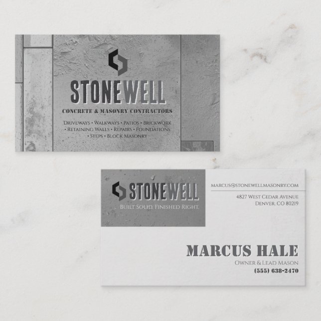 Industrial Concrete Masonry Business Card (Front/Back)