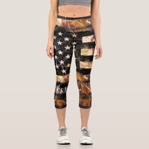 Industrial Construction Flag Sparks Capri Leggings