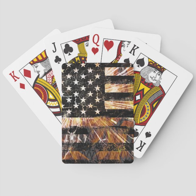 Industrial Construction Flag Sparks Playing Cards (Back)