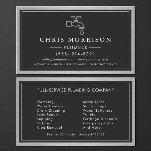 Industrial Contractor Plumbing Service Plumber Business Card