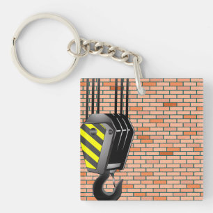 Industrial Crane Hook with Brick Wall Key Ring