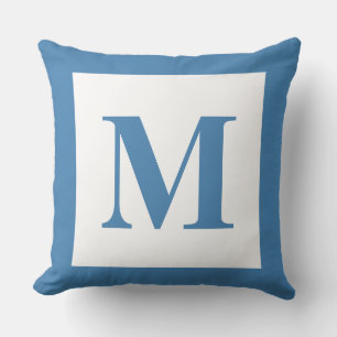 Industrial Decor Monogram Steel Blue Cushion